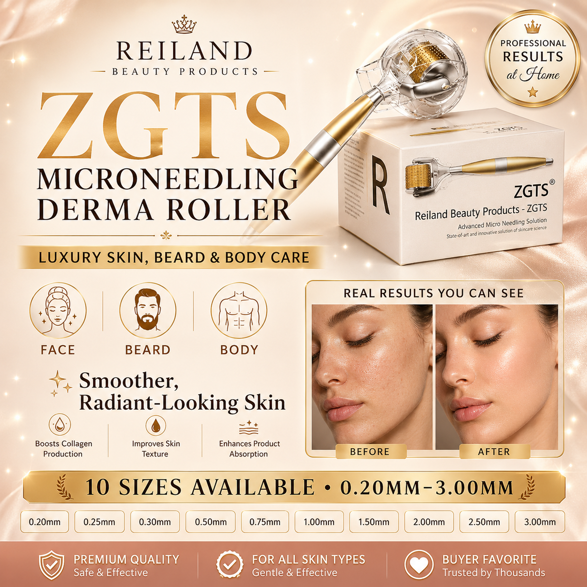 Derma Roller ZGTS by Reiland Beauty Products. Professional results at home.