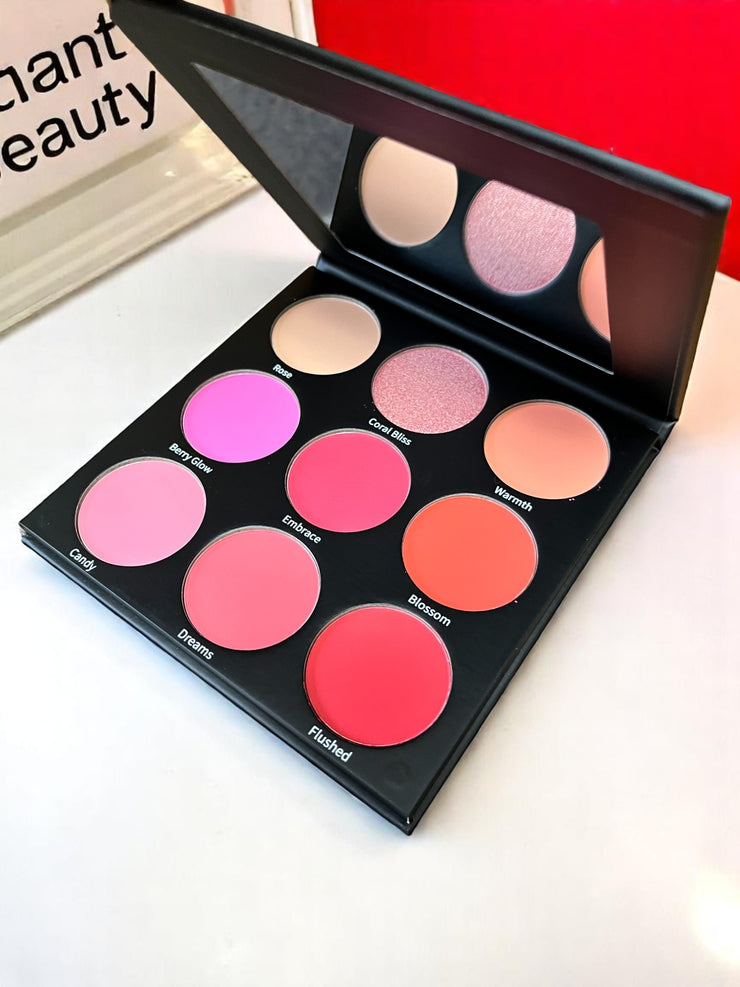 Luxury Blush Palette – 9 Radiant Shades with Mirror | Reiland Beauty - Reiland Beauty Products, LLC