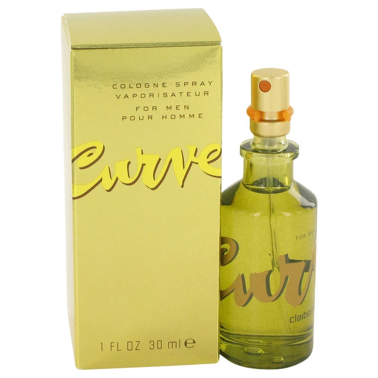 1 oz bottle of Curve for Men cologne spray with sleek gold packaging, perfect for travel or daily wear