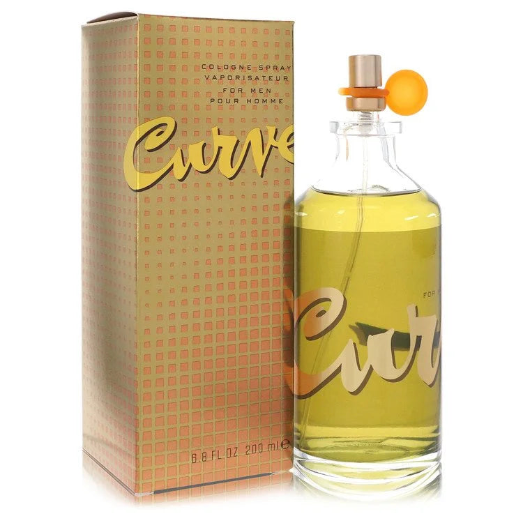 6.8 oz Curve for Men cologne spray in gold box with citrus and spice fragrance for all-day freshness