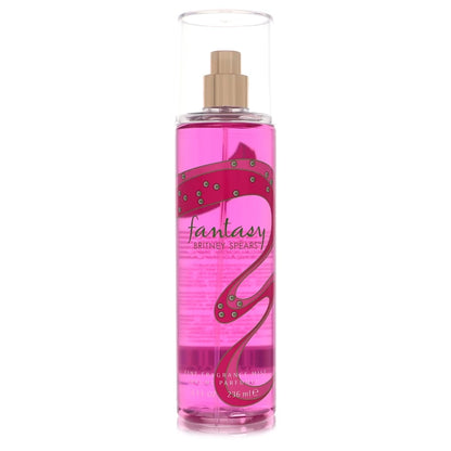 A tall, clear pink 8 oz body mist bottle with swirling design and fine mist sprayer. A lighter, refreshing version of the original Fantasy perfume.