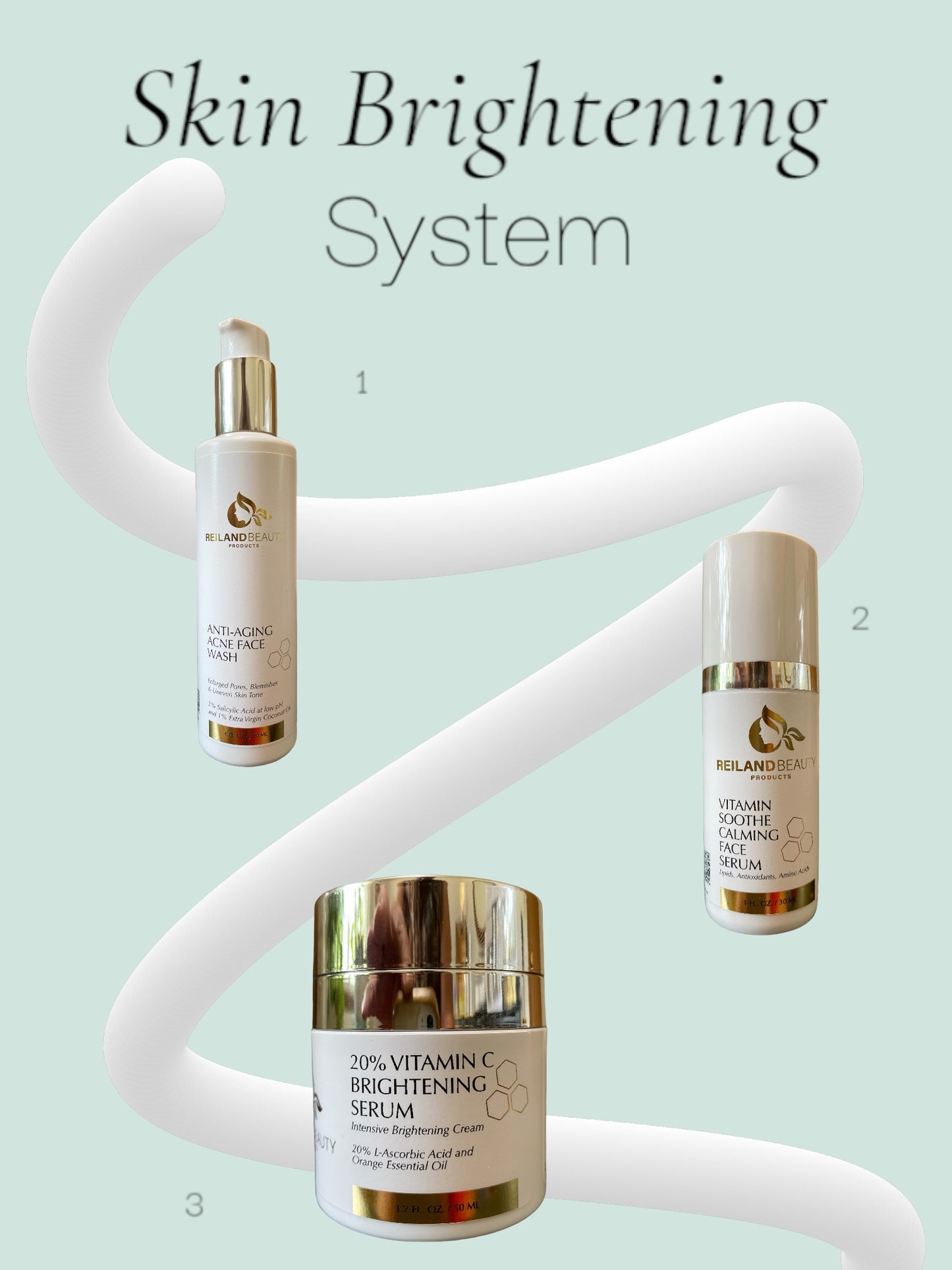 Reiland Advanced Skin Brightening System - Evens Skin Tone, Lessens appearance of Dark Spots and Fine lines