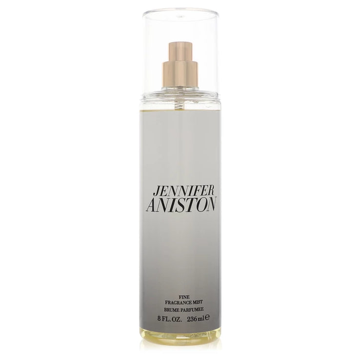 Product image of the Jennifer Aniston Fine Fragrance Mist in an 8 oz (236 ml) spray bottle with gold nozzle and clear cap. Displayed on a white background for a clean, professional presentation. Ideal for daily wear, gifting, or layering with other scents.
