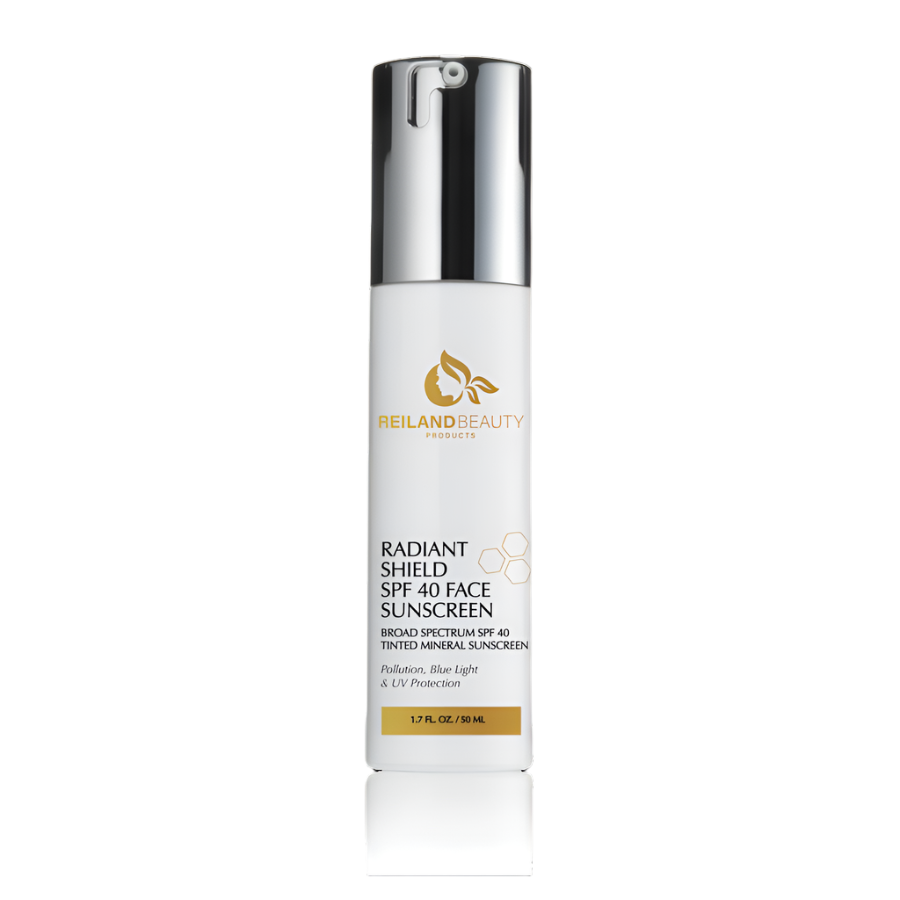 Radiant Shield SPF 40 Face Sunscreen bottle with a white background