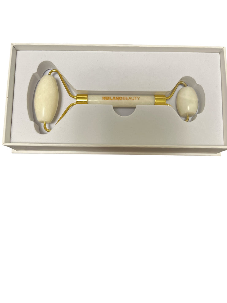 White Jade Facial Roller & Gua Sha Tool – Real Xiuyan Jade | Anti-Aging, Puffiness, Lymphatic Drainage | Reiland Beauty Products