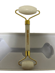 White Jade Facial Roller & Gua Sha Tool – Real Xiuyan Jade | Anti-Aging, Puffiness, Lymphatic Drainage | Reiland Beauty Products