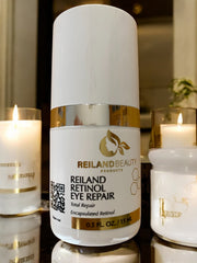 Before and after result of Reiland Retinol Eye Cream on under-eye bags and fine lines